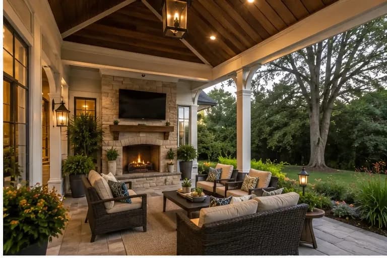 Outdoor living area with covered patio